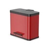 Image de Poubelle de tri sélectif 3 bacs à pédale 30L (9+9+9) Hailo Öko Trio Plus L Coloris - Rouge