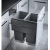 Image de Poubelle de cuisine tri sélectif 2 bacs encastrable 80L (38+38) Hailo Euro Cargo anthracite