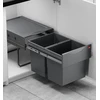 Image de Poubelle de cuisine tri sélectif 2 bacs encastrable 40L (18+18) Hailo Raumspar Tandem Coloris - Gris Anthracite