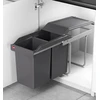 Image de Poubelle de cuisine tri sélectif 2 bacs encastrable sous évier 30L (15+15) Hailo Tandem
