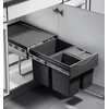 Image de Poubelle de cuisine tri sélectif 3 bacs encastrable 34L (18+8+8) Hailo AS Raumspar Tandem Coloris - Gris Anthracite