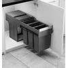 Image de Poubelle de cuisine 3 bacs encastrables 24L (8+8+8) Hailo AS Tandem
