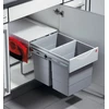 Image de Poubelle de cuisine tri sélectif 2 bacs encastrable 40L (20+20) Hailo Raumspar Tandem + Kit Balayette