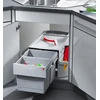 Image de Poubelle d'angle encastrable tri sélectif 2 bacs 36L (18+18) Hailo Rondo
