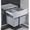 Image de Poubelle encastrable tri sélectif 2 bacs 30L (18+12) Hailo Raumspar Tandem S Coloris - Gris