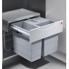 Image de Poubelle de cuisine tri sélectif 2 bacs encastrable 28L (12+8+8) Hailo Raumspar Tandem S Coloris - Gris