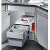 Image de Poubelle d'angle encastrable tri sélectif 3 bacs 34L (18+8+8) Hailo Rondo