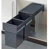 Image de Poubelle de cuisine tri sélectif 2 bacs encastrable sous évier 30L (15+15) Hailo AS Tandem