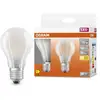 Image de Ampoules LED OSRAM, forme classique en ampoule, remplacement de 75 watts, E27, A-shape, 2700 Kelvin, blanc chaud, verre transparent, pack de 2