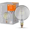 Image de Lampe LED intelligente LEDVANCE avec technologie WiFi, culot E27, dimmable, blanc chaud (2500K), forme grand globe, filament transparent en verre fumé, remplacement du 37W conventionnel, contrôlable avec Alexa, Google & App