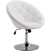 Image de HOMCOM Tabouret de travail Tabouret pivotant Chaise de bureau réglable en hauteur, simili cuir + acier, noir/blanc, 71x59x78-90cm (Blanc)
