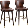 Image de HOMCOM Lot de 2 tabourets de bar avec repose-pieds, tabouret de bar avec dossier, tabouret de bistro, chaise de salle à manger, tabouret de comptoir, cuir synthétique, marron, 52 x 53 x 101 cm