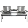 Image de Outsunny Banc de jardin avec table, ensemble de sièges, meubles de jardin, avec trou pour parasol, banc, 2 chaises, bois massif, Gris, 152 x 70 x 83 cm