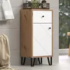 Image de Meuble de salle de bain - Touch - Armoire - Blanc mat - Chene décor - Contemporain