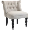 Image de HOMCOM Fauteuil Vintage Chaise de Repos Fauteuil Rembourré Chaise de Salle à Manger Revêtement en Lin Cadre en Bois Beige+Noir 67 x 67 x 78 cm