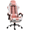 Image de Vinsetto Gaming Stuhl Chaise de Bureau Ergonomique Fauteuil Gamer avec Appui-tête Coussin Lombaire Chaise de Bureau réglable en hauteur Rotative à 360° Mousse Cuir Artificiel PVC Rose+Blanc 64 x 67 x 119-127 cm