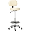 Image de HOMCOM Tabouret de Bar Pivotant Réglable en Hauteur avec Roulettes en Cuir PU Chaise de Bureau 360° Avec Dossier Rembourré Beige 56x57x104-127cm