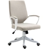 Image de Chaise de bureau Vinsetto avec fonction bascule dossier réglable hauteur épaissement rembourré ergonomique 360°-Roues en polyester, nylon, PP Beige+Blanc 62x69x92-100 cm