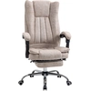 Image de Vinsetto Fauteuil de Bureau Pivotant avec Fonction Inclinable Repose-pieds Siège Réglable en Hauteur Plastique Métal Nylon Beige+Noir 63x71x110-118cm