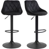 Image de HOMCOM Lot de 2 tabourets de bar pivotantes, tabourets de bistro réglables en hauteur avec repose-pieds, dossier, Velours, Noir, 46x48x83-104cm