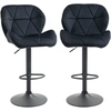 Image de HOMCOM 2 Pièces Tabourets de Bar Rotatifs avec Dossier Réglables en Hauteur Chaise de Bistrot Siège en Velours sans Accoudoirs en Mousse Noir 51,5 x 57,5 x 93-114,5 cm