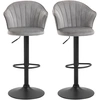 Image de HOMCOM Lot de 2 tabourets de bar pivotants avec dossier en velours Touch Bistro réglable en hauteur tabouret de comptoir Gris 54x56x91-111cm
