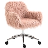 Image de Vinsetto Chaise de Bureau Pivotante Fauteuil de Maquillage en Fausse Fourrure Réglable en Hauteur pour Filles Fausse Fourrure Mousse Rose+Argent 57 x 60 x 75-85 cm