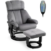 Image de HOMCOM Fauteuil de massage Fauteuil de télévision avec fonction de couchage Fauteuil avec repose-pieds Fonction de massage en polyester velouté Gris 76 x 80 x 102 cm