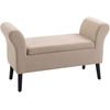 Image de HOMCOM Banc rembourré avec Espace de Rangement, Banc avec Accoudoirs, Hauteur d'Assise de 46 cm, Velours, 111,5 x 41 x 65 cm, Beige