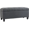 Image de HOMCOM Banc de rangement pouf salon bout de lit coffre de rangement pour salon, chambre, entrée, 100 x 40 x 44 cm, gris foncé