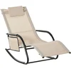 Image de Outsunny Chaise à Bascule Transat de Jardin Fauteuil à Bascule Métal Maille Beige 150 x 62 x 88 cm