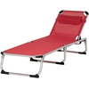 Image de Outsunny Transat pliable de jardin avec coussin transat avec dossier inclinable sur 4 positions transat de camping jusqu'à 120 kg pour parc extérieur, jardin, Rouge