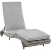 Image de Outsunny Chaise Longue de jardin en rotin avec coussin réglable sur 5 positions Liege de jardin mobilier de jardin forme S Métal Gris 207 x 70 x 70 cm