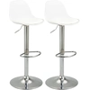 Image de HOMCOM Ensemble de 2 Tabourets de Bar, Drehstühle avec Dossier, Réglables en Hauteur, jusqu'à 120 kg, 38 x 42 x 82-104 cm, Blanc
