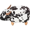 Image de HOMCOM Tabouret Animal, Tabouret de Rangement, Tabouret Rembourré, Siège, Banc avec Design Animal, pour Salon, Repose-Pieds Vache, Noir+Blanc, 62 x 35 x 36 cm