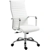 Image de Vinsetto Chaise de bureau ergonomique Fauteuil de direction avec fonction bascule Chaise de bureau pivotante rembourrée en cuir synthétique Mousse Blanc 54 x 62 x 104-114 cm