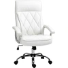 Image de Vinsetto Chaise de Bureau Pivotante Chaise de Direction Fauteuil de Bureau Ergonomique Inclinable Réglable Motif Losanges Similicuir Blanc 66x69x121cm
