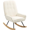 Image de HOMCOM Chaise à Bascule avec Polaire Sherpa 63 cm x 95 cm x 97 cm Naturel + Crème