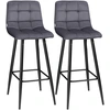 Image de HOMCOM Lot de 2 tabourets de bar avec repose-pieds au design rétro 42 cm x 47 cm x 105 cm Gris
