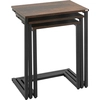 Image de HOMCOM Table d'Appoint, Table Basse, Lot de 3, Design Industriel, Cadre en Acier, marron+noir, 45 x 30 x 60cm