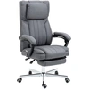 Image de Vinsetto Chaise de bureau avec fonction de massage, dossier inclinable, repose-pied rétractable, imitation lin, gris, 65 x 61 x 113 cm