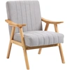 Image de HOMCOM Fauteuil au Design Scandinave, Velours, Bois Massif ; 68 cm x 74 cm x 82 cm, Nature + Gris