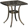 Image de Outsunny Table de jardin au design vintage décoratif avec trou pour parasol, en fonte d'aluminium, couleur : bronze, 54 x 54 x 52,5 cm