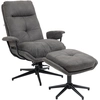 Image de HOMCOM Fauteuil relaxant avec ottomane, fauteuil avec repose-pieds, dossier réglable ; microfibre, gris foncé