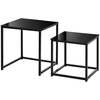 Image de HOMCOM Ensemble de 2 tables d'appoint, design moderne, empilable, table en verre, noir