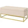 Image de HOMCOM Banquette avec Espace de Rangement, capitonnage décoratif, effet flanelle, pieds en acier doré, 110 x 47 x 46,5 cm