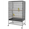Image de PawHut Cage à Oiseaux avec Perchoirs, Jouets pour Oiseaux, Tiroir Amovible, 1 Étagère, Gris