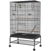Image de PawHut Cage à oiseaux avec perchoirs, jouets pour oiseaux, bac amovible, Noir