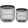 Image de HOMCOM Ensemble de 2 tables d'appoint en design scandinave, avec rangement, empilables, Noir