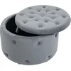 Image de HOMCOM Pouf rond avec espace de rangement, design matelassé avec boutons, texture en velours, gris, 60 x 60 x 40 cm